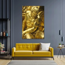 SML Tablo Yunan Mitolojisi Savaşçı Adam Altın Heykel Dekor Kanvas Tablo