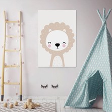 SML Tablo Gözü Kapalı Aslan Yavrusu Çizgi Film Karakteri Çocuk Odası Dekor Kanvas Tablo