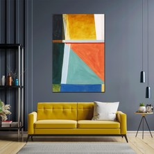 SML Tablo Geometrik Sarı Mavi Kırmızı Üçgen Renkli Dokular Abstract Şekiller Kanvas Tablo