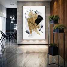 SML Tablo Gold Siyah Abstract Geometrik Şekiller Modern Lüks Kanvas Tablo