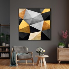 SML Tablo Kübik Şekiller Modern Sanat Altın Gold Siyah Lüks Dekor Kanvas Tablo