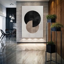 SML Tablo Kahverengi Siyah Geometrik Yuvarlaklaklar Kanvas Tablo