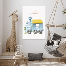 SML Tablo Bulutlar Tren Çizgi Film Karakteri Çocuk Odası Dekor Kanvas Tablo