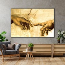SML Tablo Michelangelo Yaratılış Eseri İki Eli Birbirine Dokunan İnsan Kanvas Tablo