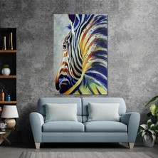 SML Tablo Renkli Zebra Kafası Hayvan Doğa Modern Sanat Dekorasyon Kanvas Tablo