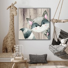 SML Tablo Yavru Rakun Çizgi Film Karakteri Çocuk Odası Dekor Kanvas Tablo