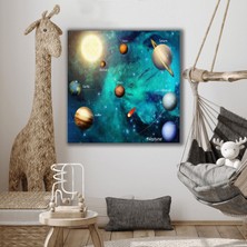 SML Tablo Güneş Sistemi Gezegenler Uzay Bilim Çocuk Oda Dekorasyon Kanvas Tablo