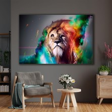 SML Tablo Rengarenk Aslan Vahşi Hayvan Dijital Sanat Dekor Kanvas Tablo