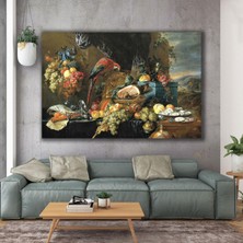 SML Tablo Yemek Masası Üzerindeki Papağan Yağlı Boya Efektli Kanvas Tablo