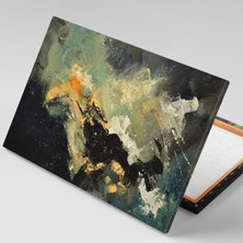 SML Tablo Siyah Koyu Yeşil Tonlar Modern Sanat Dekorasyon Abstract Dekor Kanvas Tablo