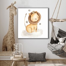 SML Tablo Aslan Kral Taçlı Çizgi Film Karakteri Çocuk Odası Dekor Kanvas Tablo