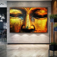 SML Tablo Buda Heykeli Gözü Kapalıhuzur Meditasyon Arınma Budizm Kanvas Tablo