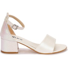 Kiko Kids Kiko 769 Kum Cilt Günlük Kız Çocuk 3 cm Topuk Sandalet Ayakkabı Sedef