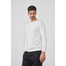 Çetinkaya Mentality 3036 Bisiklet Yaka Ekru Sweatshirt