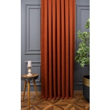 Taç Kiremit Petek Kadife Dokulu Fon Perde, Pilesiz Düz Dikim Ekstrafor Büzgü, 170 x 240 cm