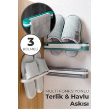 Multi Fonksiyonlu Org_zoomanizer Terlik & Havlu Askısı 3 Bölmeli