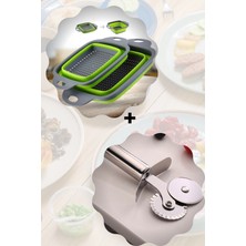 Katlanabilir Kare Süzgeç + Çift Taraflı Pizza, Börek Kesici Rulet