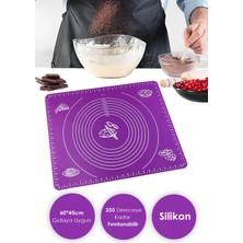 Pratik Mor Fırınlanabilir Büyük Boy Silikon Hamur Açma ve Pişirme Matı Silpatı 65 x 45CM