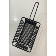 Büyük Boy Metal Kare Cipslik, Patates Atıştırmalık Sunumluk Mat Siyah