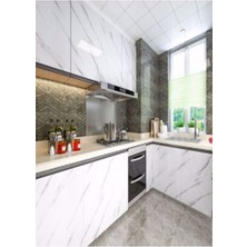 Mermer Desenli Mutfak Tezgah Üstü Yapışkanlı Folyo Beyaz