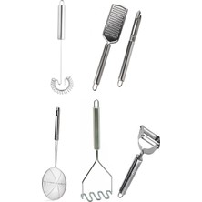 6 Parça Paslanmaz Çelik Pratik Mutfak Gereçleri Setii