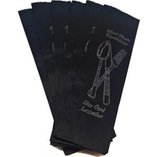 Siyah Çatal Kaşık Bıçak Sunum Kese Kağıdı 1 kg Kağıt 27X7 cm