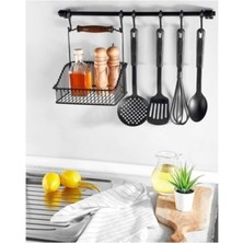  Ferforje Sepet + Duvar Rayı Askılık Siyah