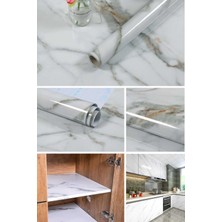 5m 60CM Mermer Desenli Yapışkanlı Mutfak Tezgah Üstü Folyo Beyaz