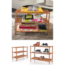 3 Katlı Pratik Ahşap Ayakkabılık ve Raf