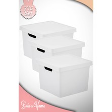 17LT. Kare Kapaklı Kutu 3 Adet Beyaz Renk