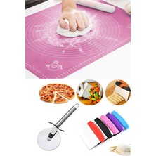 Silikon Hamur Açma Matı 50X40 Hamur Pizza Börek Kesme Ruleti ve Hamur Spatula Kesici