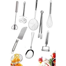 Tel Çırpıcı Pizza Kesici Çelik Kevgir Izgara Maşa Tırtıklı Bıçak Lüx Servis Kaşığı Patates Soyacağı