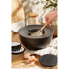 24 cm 5 Parça Rendeli Eğimli Karıştırma Kabı Siyah