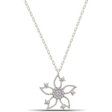 Parmas Design Lotus Çiçeği Zirkon Taşlı 925 Ayar Gümüş Kadın Kolye