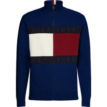 Tommy Hilfiger Fermuarlı Yaka Mavi Erkek Kazak MW0MW25343DW5