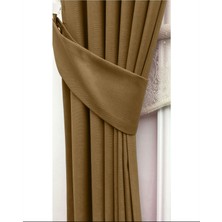 Evdepo Home Taç Deve Tüyü Petek Kadife Dokulu Fon Perde, 1/2.5 Normal Pile, 100 x 240 cm