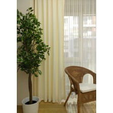 Taç Evdepo Home Taç Krem Petek Kadife Dokulu Fon Perde, 1/3 Sık Pile, 600 x 240 cm