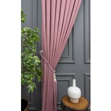 Taç Evdepo Home Taç Gül Kurusu Petek Kadife Dokulu Fon Perde, 1/2 Seyrek Pile, 50 x 240 cm