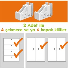 Diobaby 4 Adet Dolap Kapağı Veya Çekmece Kilitler Gizli Çocuk Kilidi (2 Adet Kilit)