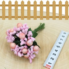 Süsle Bebek ve Parti Yapay Çiçek, 12 Adetli Tomurcuk Cipso Demeti -  10 Cm, Pembe