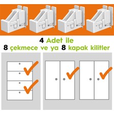 Diobaby 8 Adet Dolap Kapağı Veya Çekmece Kilitler Gizli Çocuk Kilidi (4 Adet Kilit)