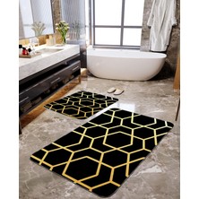 Talia Home Gold Geometrik Desenli 2'li Büyük Boy Banyo Paspas Seti