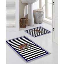 Talia Home Çizgili Fil Desenli 2'li Büyük Boy Banyo Paspas Seti