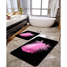 Talia Home Pembe Tüy Desenli 2'li Büyük Boy Banyo Paspas Seti