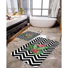 Talia Home Flamingo Desenli 2'li Büyük Boy Banyo Paspas Seti