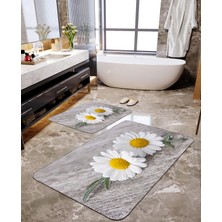 Talia Home 2li Papatya Desenli 2'li Büyük Boy Banyo Paspas Seti