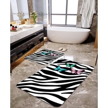 Talia Home Zebra Desenli 2'li Büyük Boy Banyo Paspas Seti