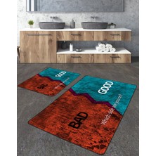 Talia Home Hangi Taraftasın Yazılı  2'li Büyük Boy Banyo Paspas Seti