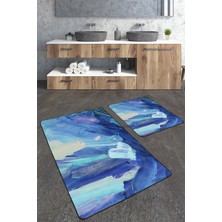 Talia Home Yağlı Boya Desenli 2'li Büyük Boy  Banyo Paspas Seti