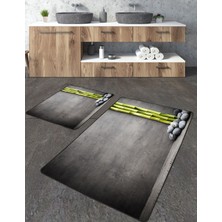 Talia Home Bambu Desenli 2'li Büyük Boy Banyo Paspas Seti